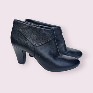 Geox Black Patent Leather Bootie Heels
